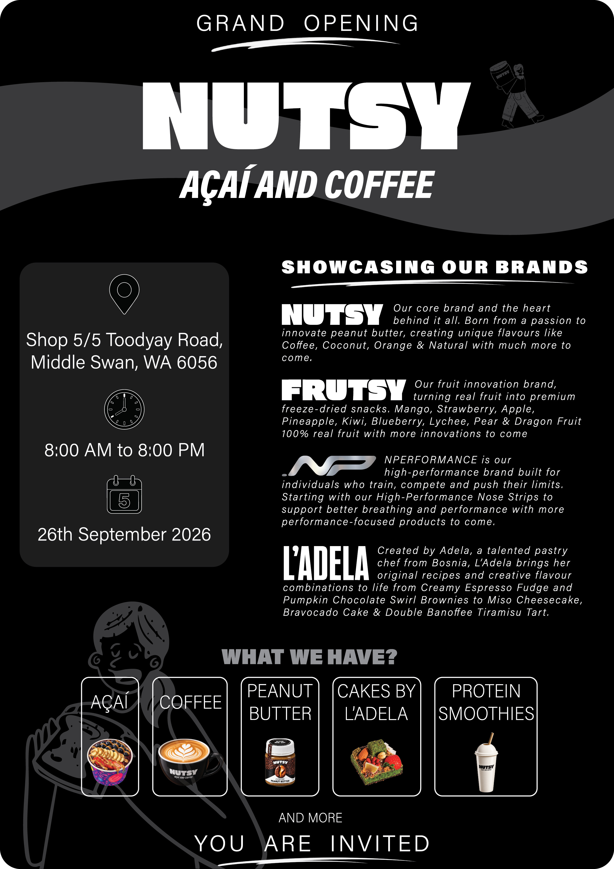 Nutsy grand opening invitation